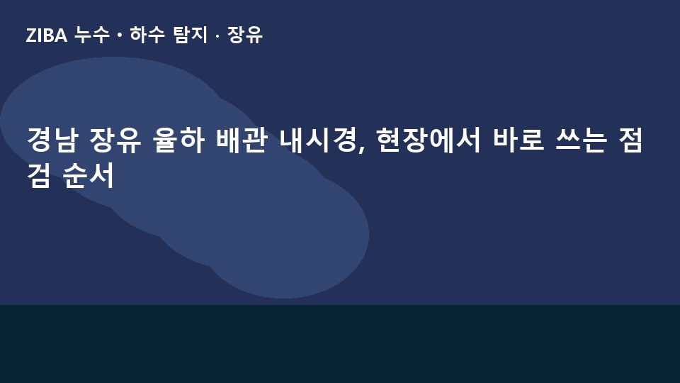 경남 장유 율하 배관 내시경, 현장에서 바로 쓰는 점검 순서